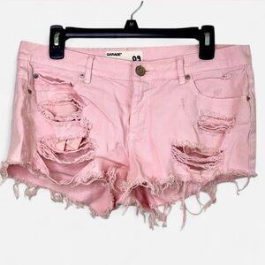 Garage Women’s Distressed Denim Shorts - Size 9 - Pink Cutoff Raw Hem Ripped